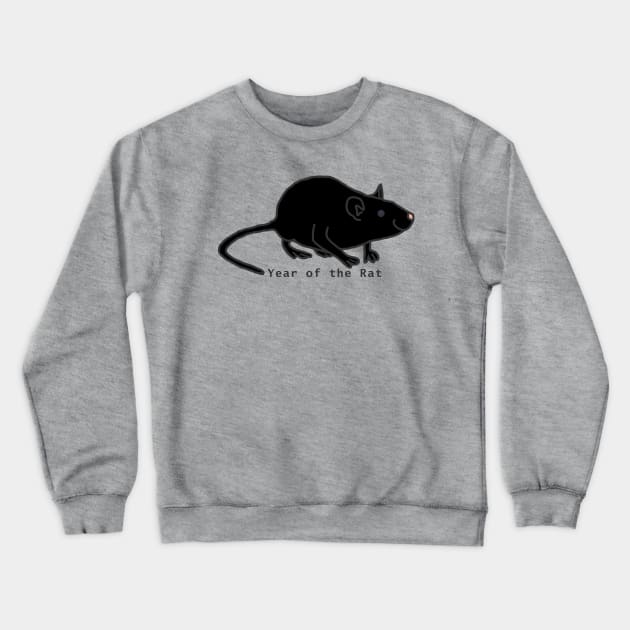 Year of the Rat Black Crewneck Sweatshirt by ellenhenryart